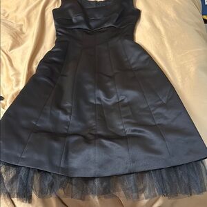BCBG Max Azria Black Satin Dress with Tulle Hem